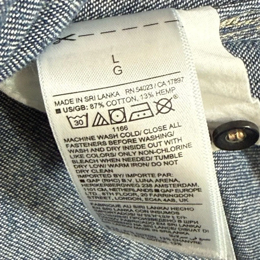 Banana Republic Mens L Standard Fit Denim Shirt Blue‎ Cotton Hemp Long Sleeve